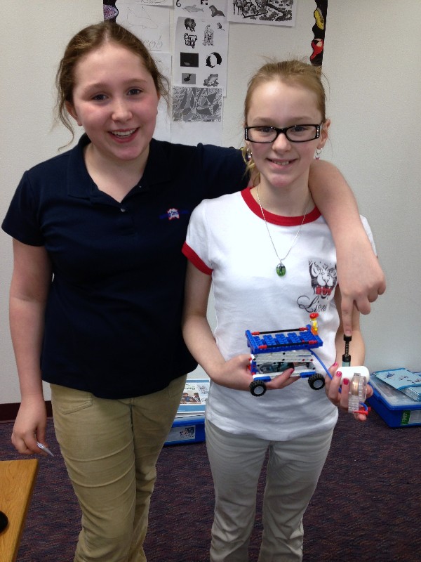 Students at Anchorage Christian School pose with their pneumatics LEGO project in May, funded by a chapter grant.